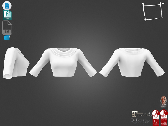 Dae Obj FBX For Female Habit Neck Top Maitreya, Slink (Physique,Hourglass), Belleza (Isis,Freya), Legacy