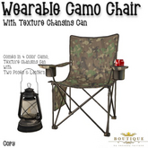 Wearable CAMO Fishing CHAIR with Lantern CANS (Boxed)