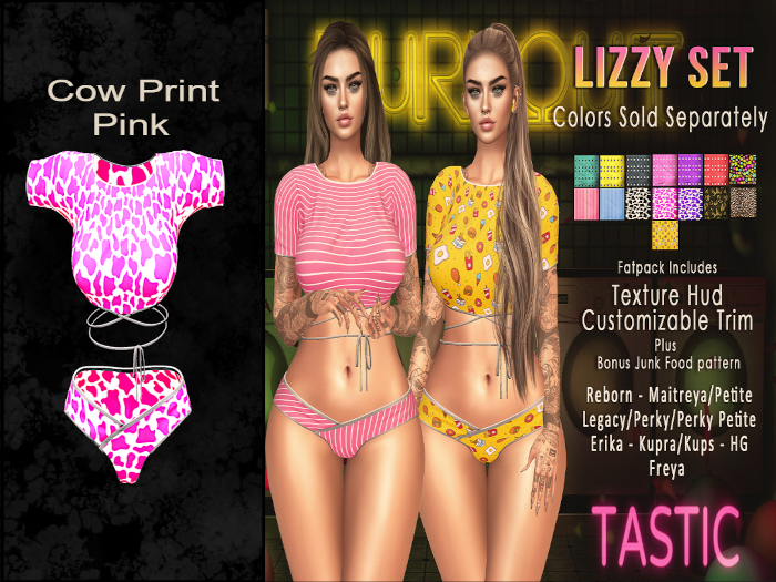 Tastic-Lizzy Set Cow Print Pink