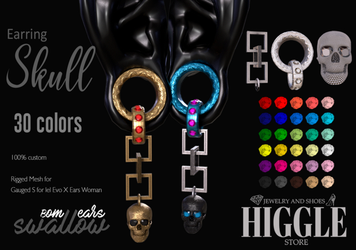 [HIGGLE] Earring Skull - Holes - GIFT