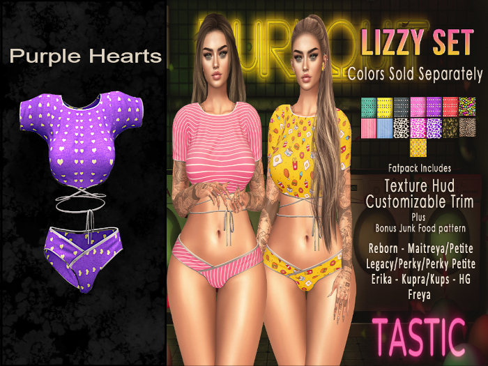 Tastic-Lizzy Set Purple Hearts