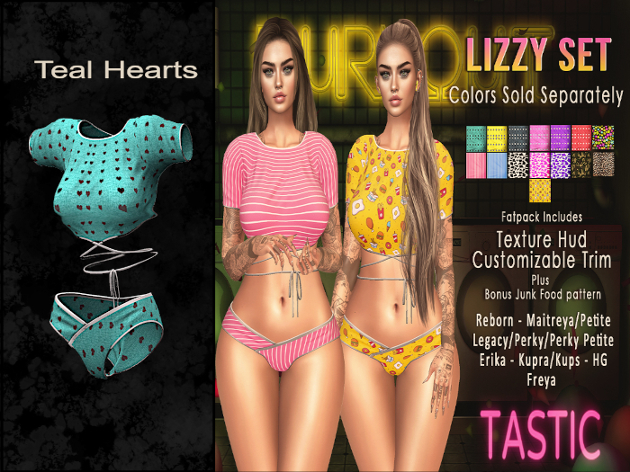 Tastic-Lizzy Set Teal Hearts