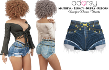 adorsy - Jennifer Denim Shorts Dark Blue - Maitreya/Legacy-Nerido/Lara Petite/Kupra/Reborn-Juicy