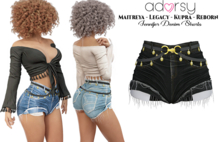 adorsy - Jennifer Denim Shorts Dark Black - Maitreya/Legacy-Nerido/Lara Petite/Kupra/Reborn-Juicy