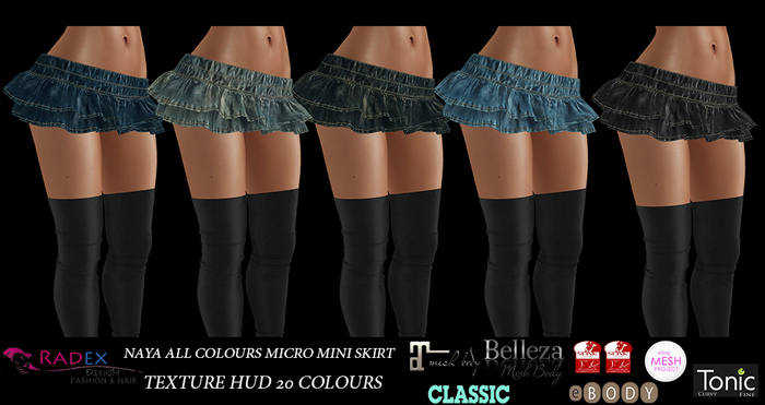 RADEX R-4 Mesh Naya All Colours Jean Micro Mini Skirt