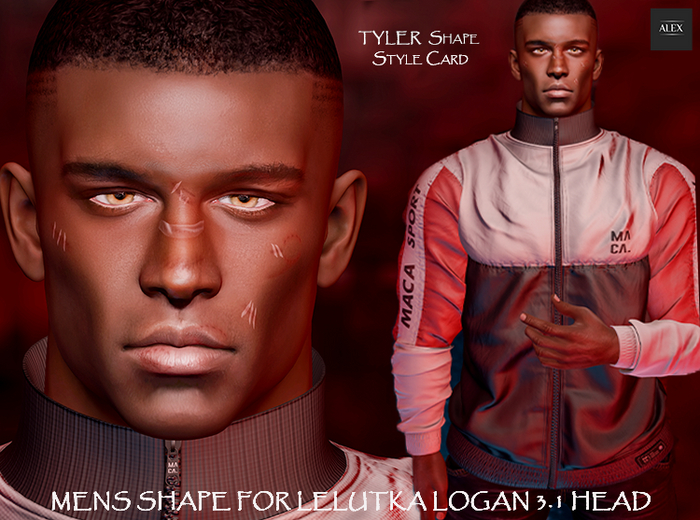 TYLER Mens Shape for Lelutka LOGAN 3.1 Head & STYLE CARD 