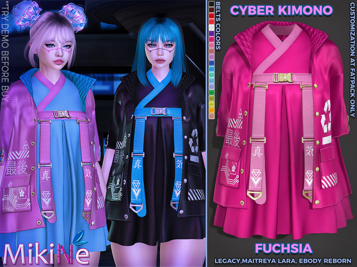 -MikiNe- Cyber Kimono-Fuchsia