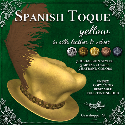 Grasshopper St Spanish Toque - Yellow