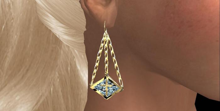 Paris Dangling Diamond Framed Cross Earrings  - Touch to Change Color! Like having 10 pairs!