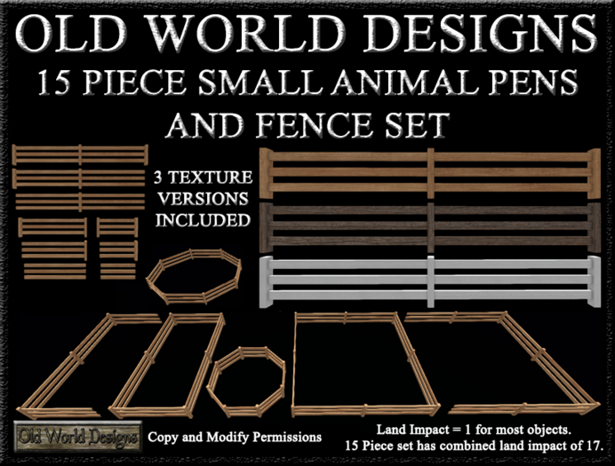 Old World Designs Mesh Small Animal Pens and Fence Set Includes 3 texture variations