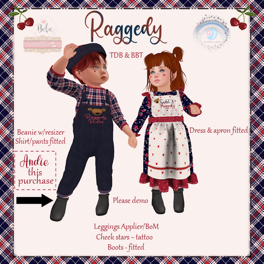 !!OUD Raggedy Andie TDB BBT Fitted