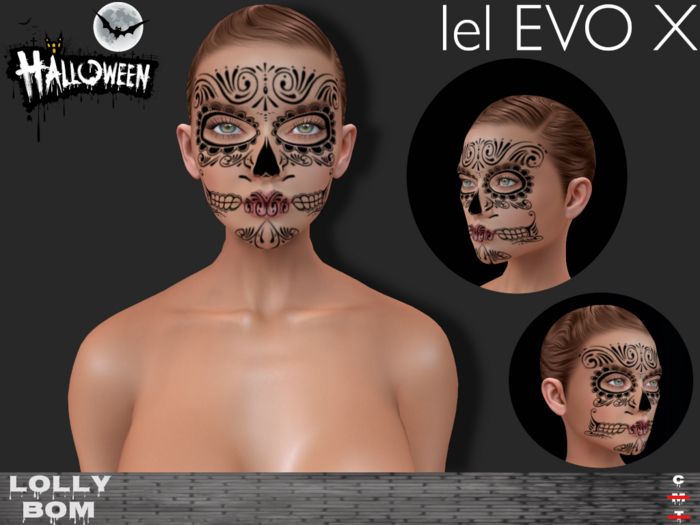 LOLLY's BOM things...[tattoo] HALLOWEEN - FaceArt - Skull - lel evoX