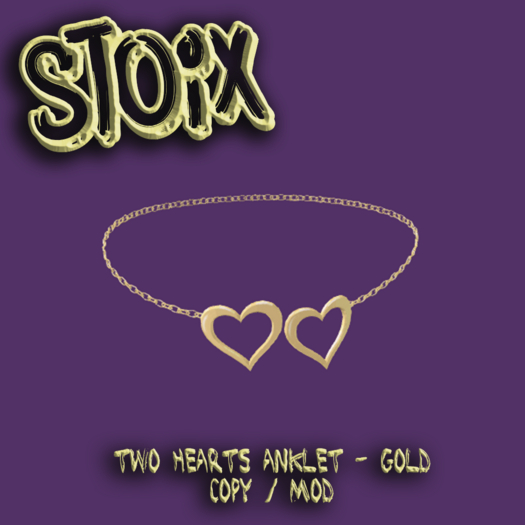 STOIX - Two Hearts Anklet - Gold
