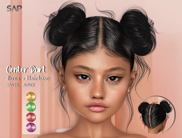 Sap ~ Center Part - Buns & Hairbase (Pastels) EvoX