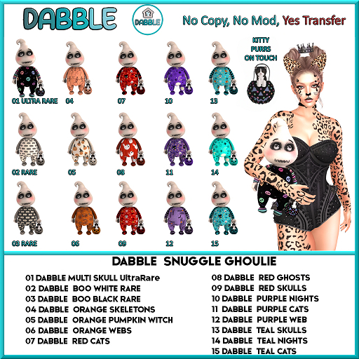 01 DABBLE SNUGGLE GHOULIE MULTI SKULL BOX UltraRare