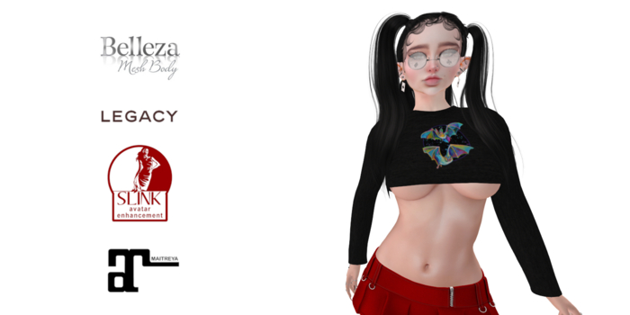 Neon Bats Womens LS Crop Top