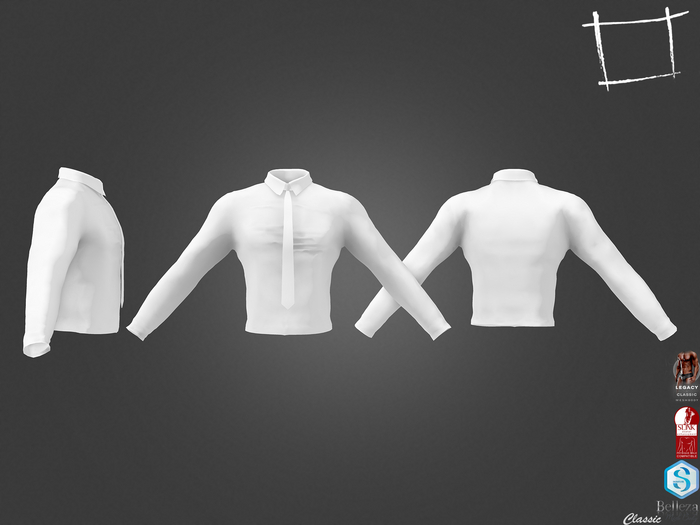 Full Perm Men's Tucked White Shirt With Tie Slink Male, Belleza Jake, Signature Gianni, Legacy Male