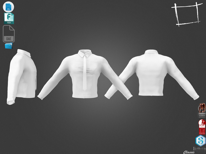 Dae Obj FBX Men's Tucked White Shirt With Tie Slink, Belleza Jake, Signature Gianni, Legacy