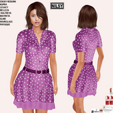 BELTED DOT DRESS,MESH BODY
