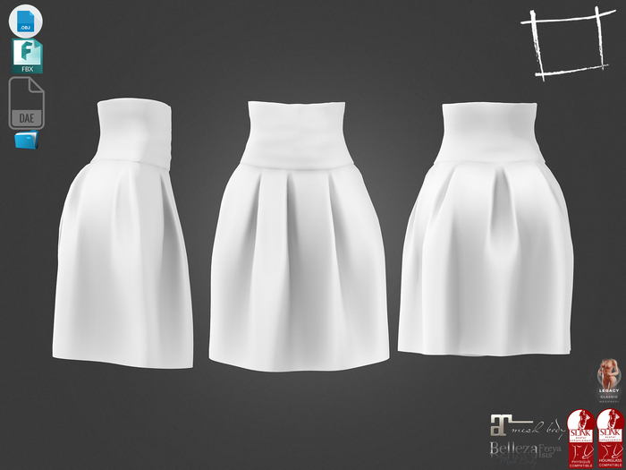 Dae Obj FBX Girls High Waist Short Ruffled Skirt Maitreya Slink Physique Hourglass Belleza Legacy