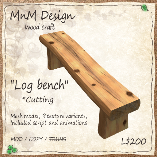[MnM] Wood craft "Log bench" *cutting