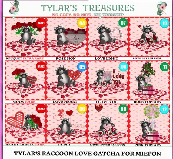 03  TYLAR'S RACCOON LOVE GATCHA  LIGHTS RARE