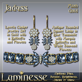 JADYSS Miah Choker & Earrings Set OP - Blue Tanzanite White Diamond Gold