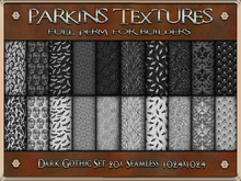 Parkins Textures - Dark Gothic Set - 20x Full Perm Seamless 1024x1024 - Fabric, Gothic, Dark, Halloween, Black, Pattern