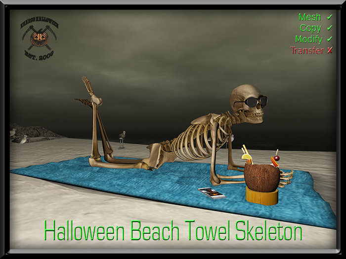 HALLOWEEN BEACH TOWEL SKELETON