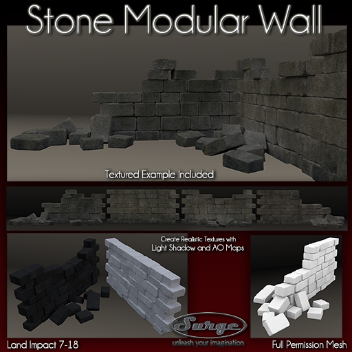 Stone Modular Wall - Full Permission Mesh