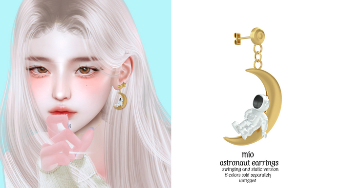 Mio - Astronaut Earring Gold and White