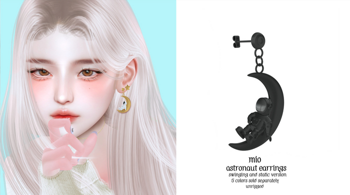 Mio - Astronaut Earring Black
