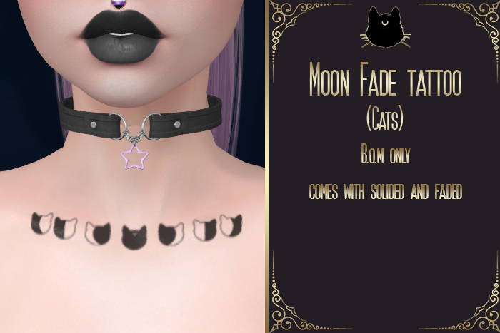 *K* Cat Moon Fade tattoo