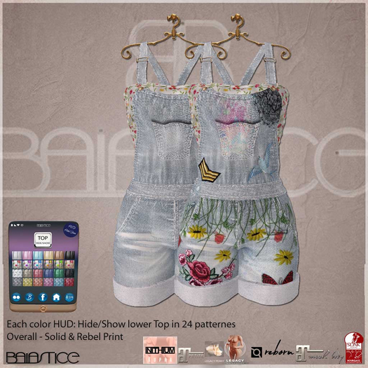 Baiastice_Denim Short Overalls-Bleach
