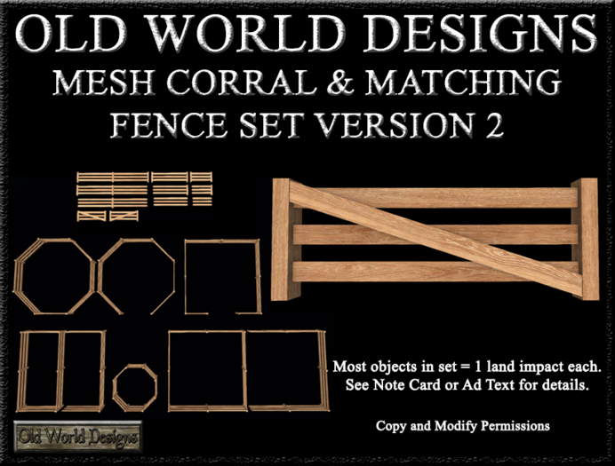 Old World Designs Horse corral and Matching Fence set - farm fence and ranch paddock