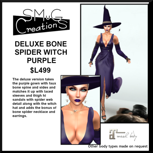 SMug Creations - Deluxe Bone Spider Witch Outfit Purple