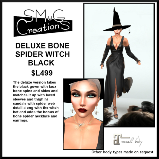 SMug Creations - Deluxe Bone Spider Witch Outfit - Black