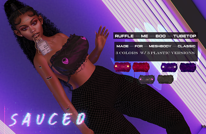 SAUCED. -Ruffle Me Boo TubeTop - Black - For Meshbody Classic 