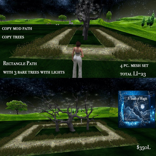 Rectangle path with 3 light trees-Box LI=23
