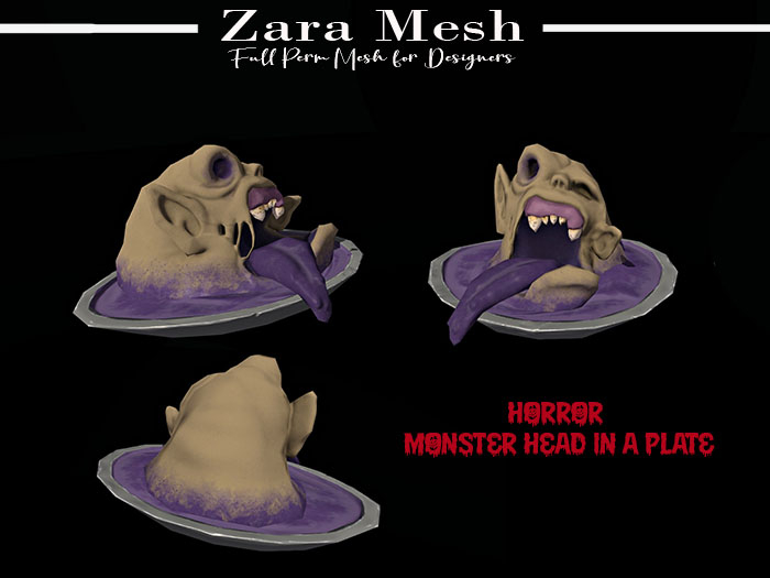 ZM - Horror - Monster Head in a Plate  - FULL PERM MESH