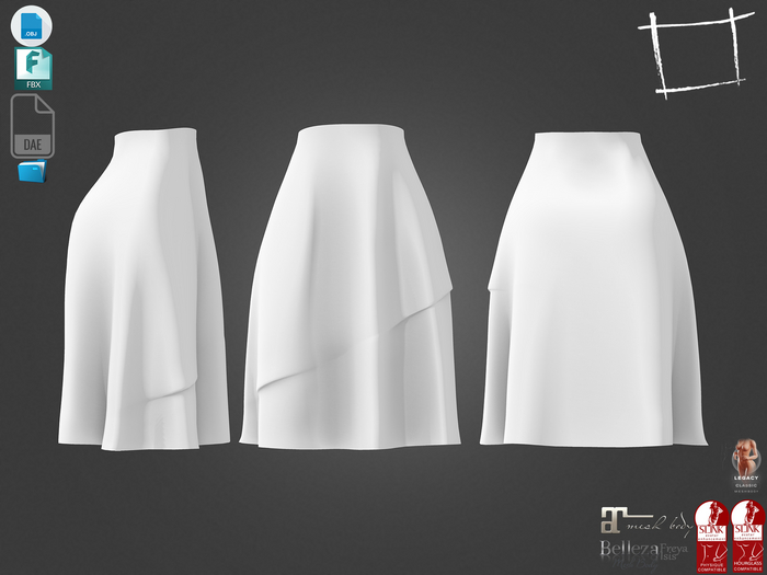 Dae Obj FBX For Female Tiered Skirt Maitreya, Slink (Physique,Hourglass), Belleza Isis Freya Legacy