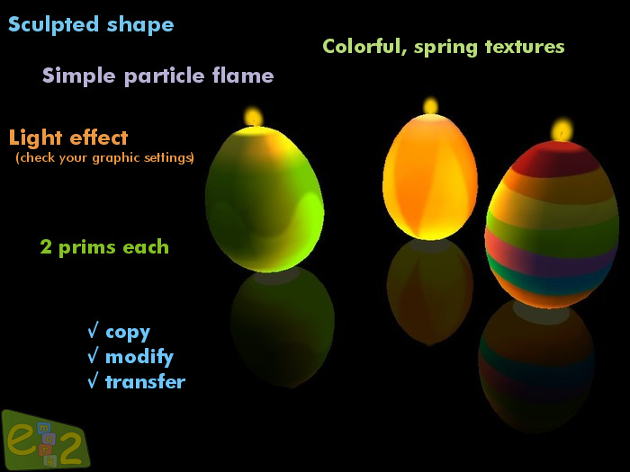 Three easter egg candles