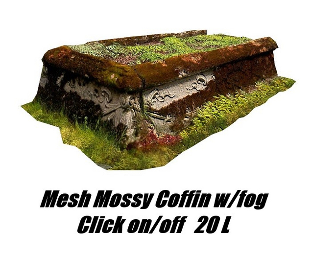 Mesh Mossy Casket w/fog 1 prim 
