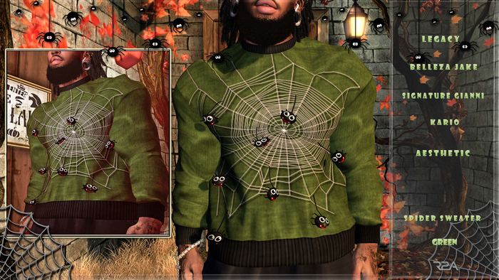 R2A-SPIDER SWEATER GREEN