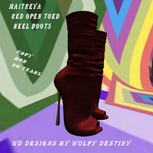 Maitreya Red Open Toed Heel Boots Boxed