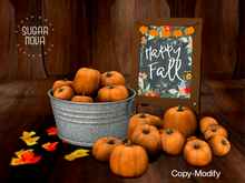 SN - Happy Fall Pumpkin Decor - Sign Pumpkin Pile Leaves Sign