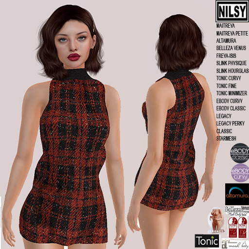 ULTRA MINI CHECK TWEED DRESS,MESH BODY