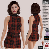 ULTRA MINI CHECK TWEED DRESS,MESH BODY