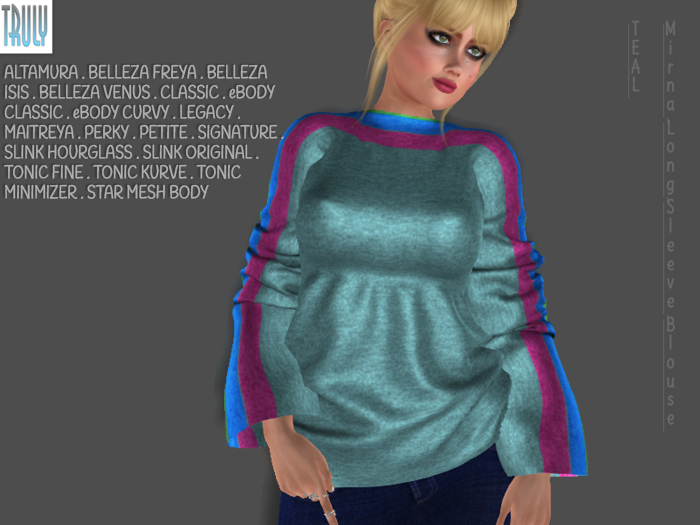 TRULY Mirna Long Sleeve Blouse TEAL
