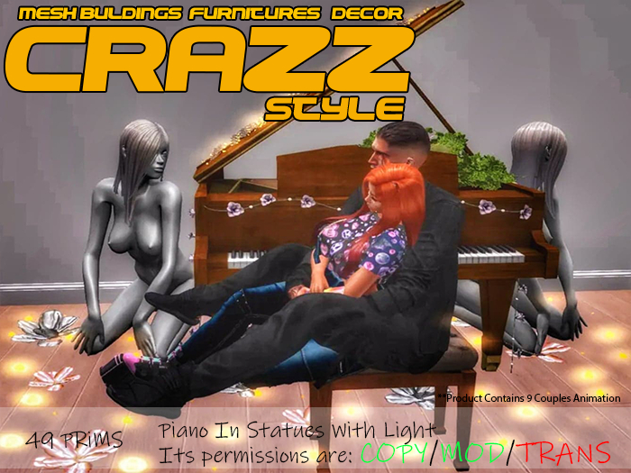 :::CR'S::: - Piano In Statues With Light 49 Prims